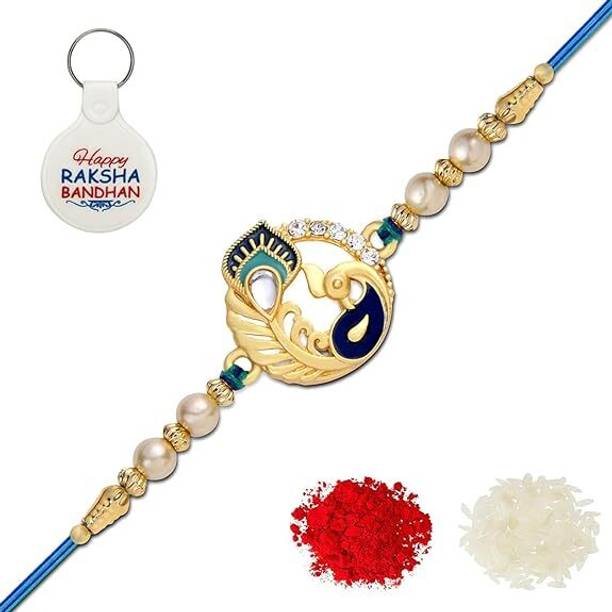 Riddhika Ventures Thread Ritzy Gold Plated Meenakari Peacock Rakhi Yarn Rakhi  Set