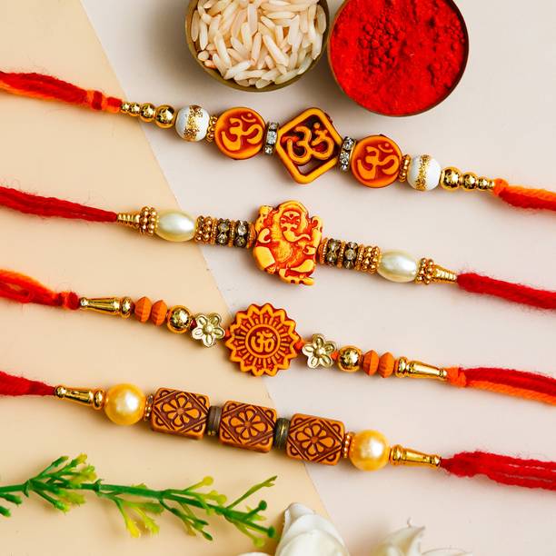 Poorak Religious RK24_MB_PAK_4xD3 Assorted Rakhi Set