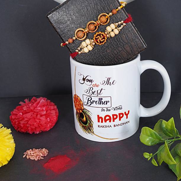 मितांश डिजाइनर 4013 Mug Rakhi. मौली थ्रेड  सेट
