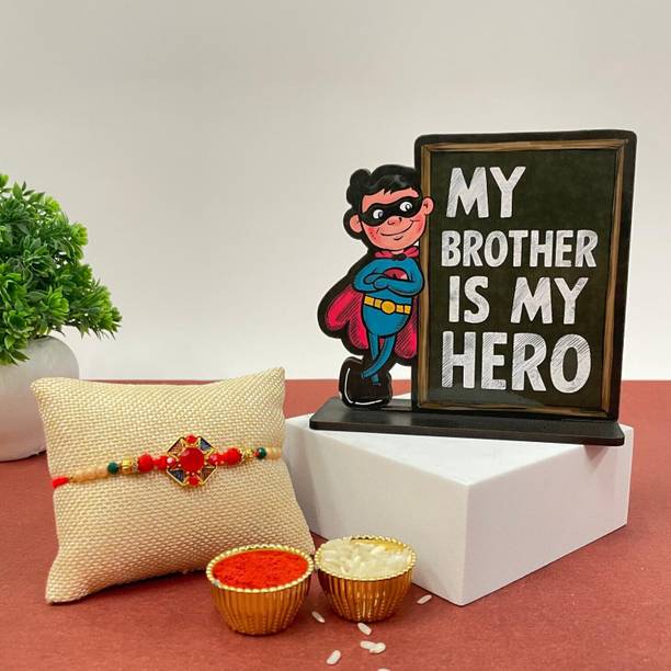 Home Delight Designer TS-MyBrother Assorted Showpiece, Rakhi, Chawal Roli Pack  Set