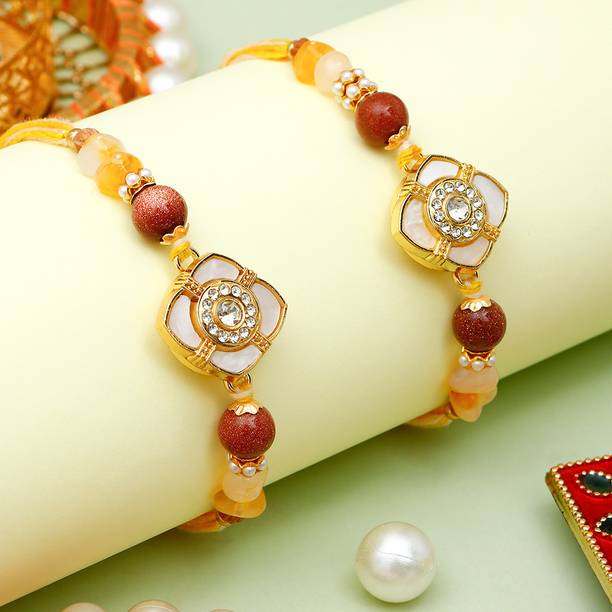 ARCHIES Thread Premium Rotating Designer Rakhi Set for Brother With Rakhi Greeting Card Assorted Rakhi, Greeting Card, Chawal Roli Pack  Set
