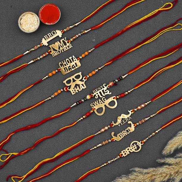 THE SD STORE Designer Rakhi | Bhaiya Rakhi | Bhai Rakhi | Designer Rakhi| Sandalwood Rakhi, Chawal Roli Pack  Set