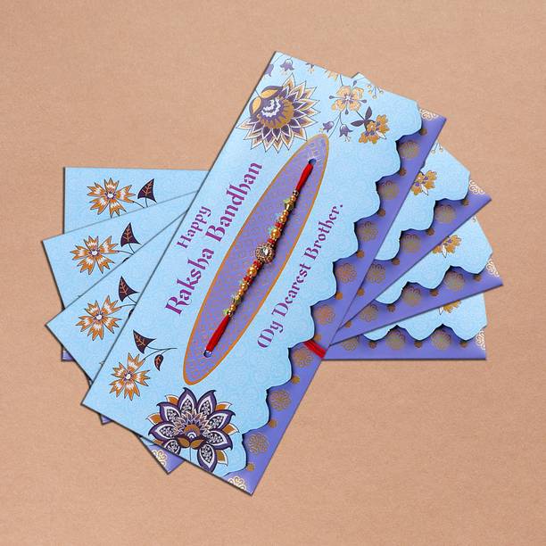 ARCHIES Religious Rakhi mailer with Roli chawal and Envelope Pack Of 4 Mauli Thread Rakhi  Set