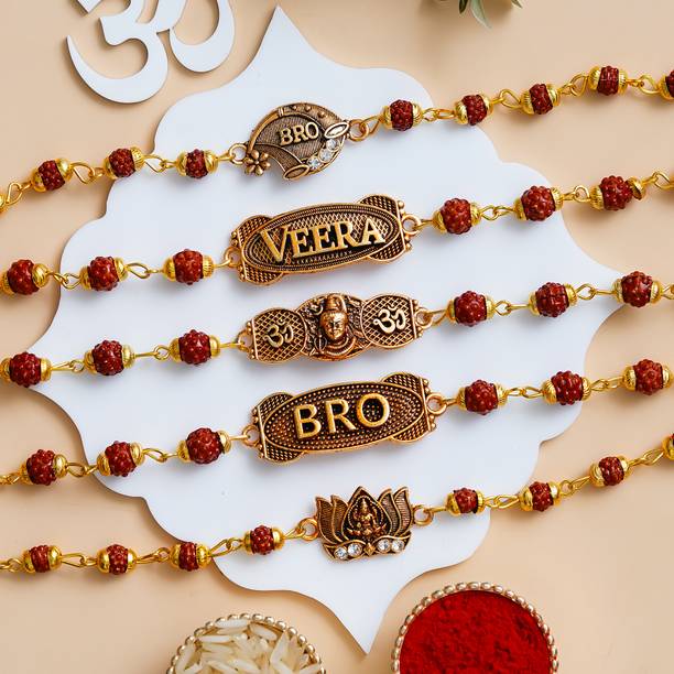 Dreamica Bracelet Rakhi Set For Brother - 01 Assorted Rakhi, Chawal Roli Pack, Greeting Card  Set