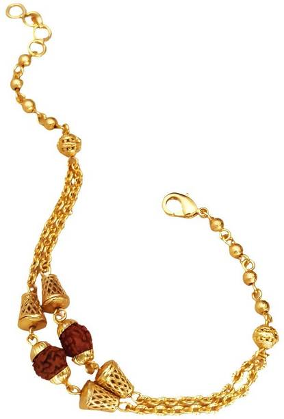 ZENOVIA Rudraksh Rudraksha Gold-Tone Rakhi Bracelet Gold Belt  Set