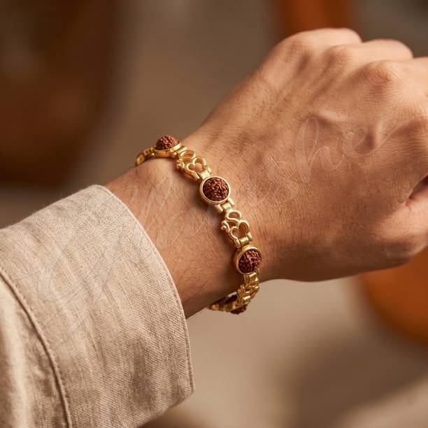 Glamshe Rudraksh RA22 Gold Rakhi  Set