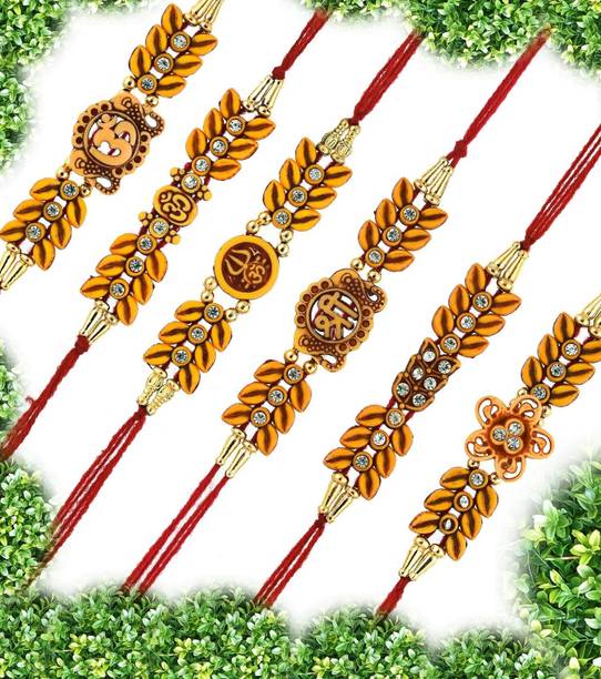 मितांश डिजाइनर M-9105 Rakhi Combo Set New मौली थ्रेड सेट
