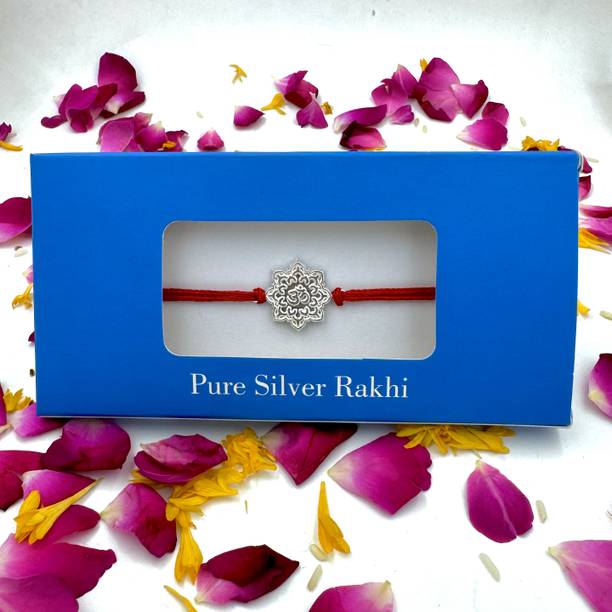 RanaJewellers Thread 925 Pure Silver Rakhi for Brother (Om Symbol Design) |) Silver Bracelet, Chawal Roli Pack  Set