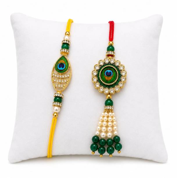 Bhaiya Bhabhi Aj a.28 Gold Finish Rakhi by Aarushi