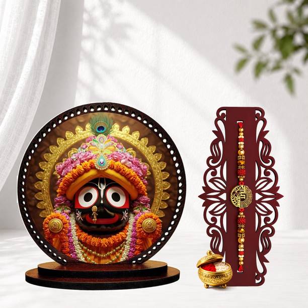 GIFTDECOR Designer Rakhi 2591 Mauli Thread, Pearl Rakhi, Showpiece, Chawal Roli Pack  Set
