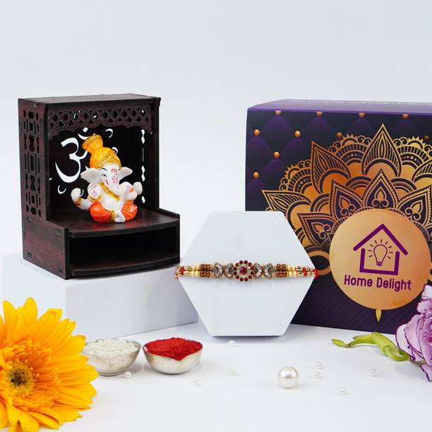 Home Delight Designer TempleGanesh04 Mauli Thread Showpiece, Rakhi  Set