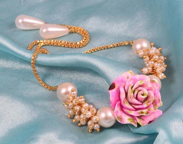 Shine Hub Bracelet Rose Gold Finish Artificial Flower  Set