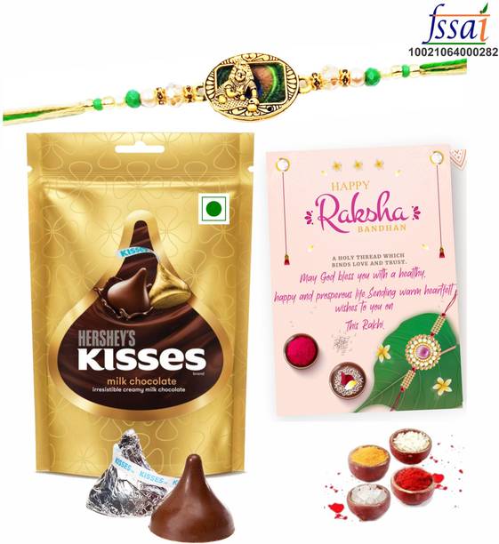 FabBites Krishna Rakhi for Brother, Bhai, Men,Boys, Kids with Chocolate Box, Tikka Set Plastic Gift Box