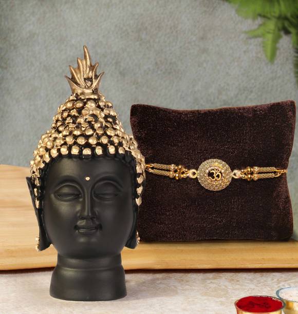 TIED RIBBONS Religious TR-RB21-RakhiBuddha-NK003 Assorted Rakhi, Showpiece, Greeting Card, Chawal Roli Pack  Set