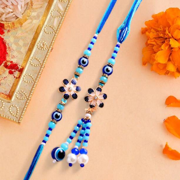 Ascension Bhaiya Bhabhi RK471 Pearl Rakhi, Lumba, Chawal Roli Pack  Set