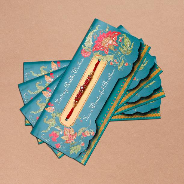 ARCHIES Religious Aesthetic Rakhi mailer with Roli chawal and Envelope Pack Of 4 Mauli Thread Rakhi  Set