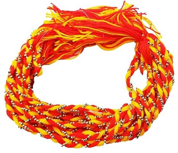 Forty Wings Thread 12 Pcs Moli Thread Golden Beads Mauli Thread Rakhi  Set