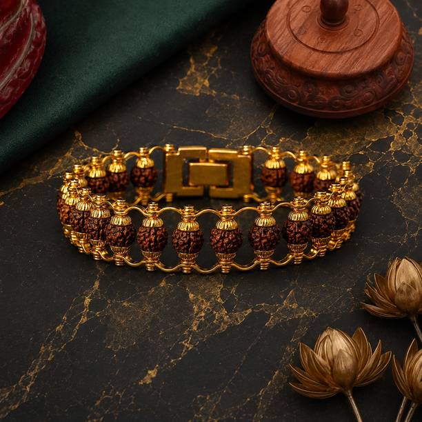 Rudraksh Rakhi Gold, Gold Finish Rakhi by Estyle