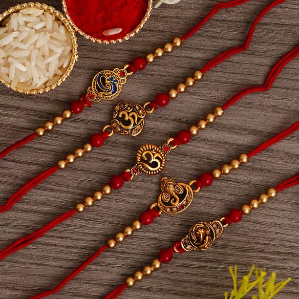 eCraftIndia Designer D1271_ECI Assorted Rakhi, Chawal Roli Pack  Set