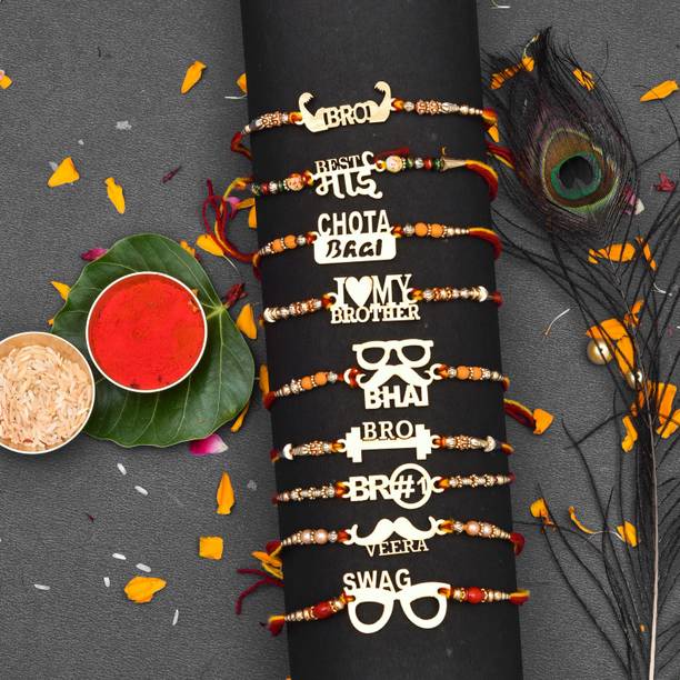 RHYTHM GIFT4U Designer Rakhi Gift for Bhaiya Bhabhi| Bhai Rakhi | Fancy Rakhi | Designer Rakhi| 9114 Mauli Thread Rakhi  Set