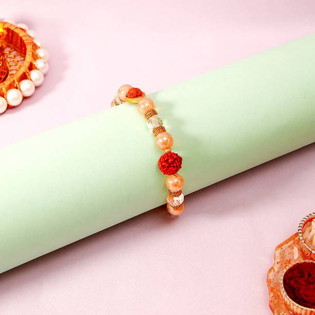 Thread Rudraksh Adjustable Bracelet Designer Rakhi for Brother with Rakhi Greeting Card Assorted Rakhi, Greeting Card Set by ARCHIES