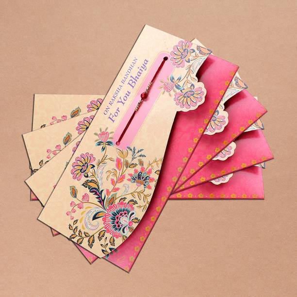ARCHIES Religious Sacred Rakhi mailer with Roli chawal and Envelope Pack Of 4 Mauli Thread Rakhi  Set