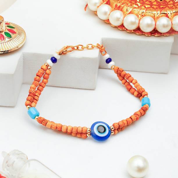 Thread Evil Eye Adjustable Bracelet Rakhi for Brother with Rakhi Greeting Card Assorted Rakhi, Greeting Card Set by ARCHIES