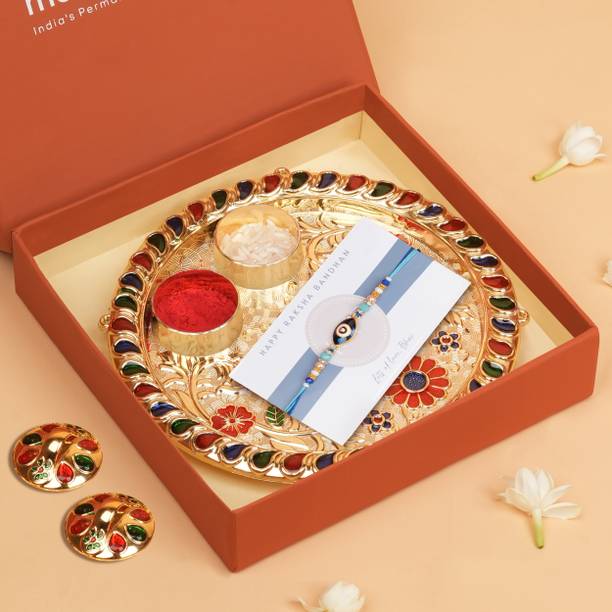 The Wallet Store Thread RAE001 Yarn Rakhi, Thali, Chawal Roli Pack  Set