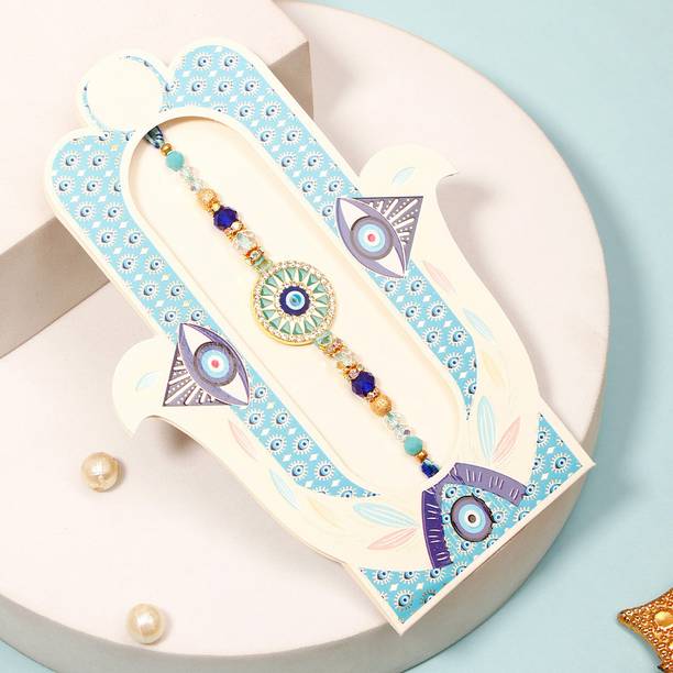 Thread Premium Evil Eye Designer Rakhi for Brother with Rakhi Greeting Card Assorted Rakhi, Greeting Card Set by ARCHIES