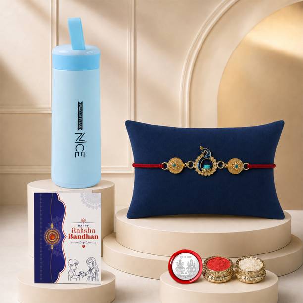 Designer Designer Rakhi With Mug | Roli Chaval | K1_1737_+14779 Assorted Greeting Card Set by DeoDap