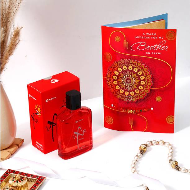 Thread Personalised Rakhi Greeting Card with UXR Perfume Assorted Rakhi, Perfume Set by ARCHIES
