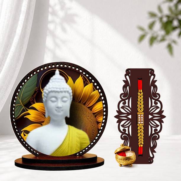 Artle Media Designer Rakhi 1157 Mauli Thread, Pearl Rakhi, Showpiece, Chawal Roli Pack  Set