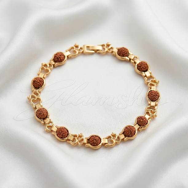 Glamshe Rudraksh RA23 Gold Rakhi  Set