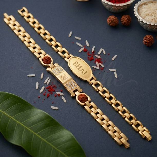 Glamshe Bracelet RA32 Gold Rakhi  Set