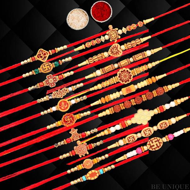 Designer RAKHI PACK OF 20 Assorted Rakhi, Chawal Roli Pack Set by indvik