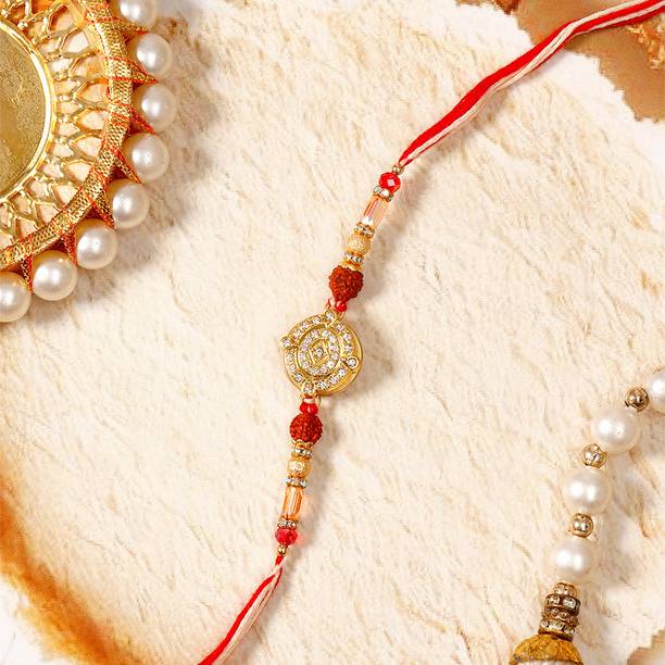 Thread Premium Stone Embedded Designer Rakhi for Brother with Rakhi Greeting Card Assorted Rakhi, Greeting Card Set by ARCHIES