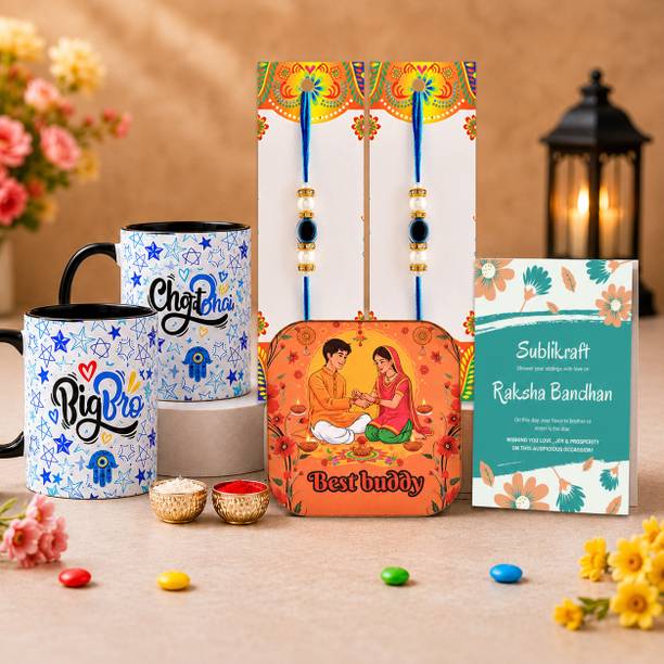 सुबलिकरफ Rakhi set for Brother Mug मौली थ्रेड  सेट