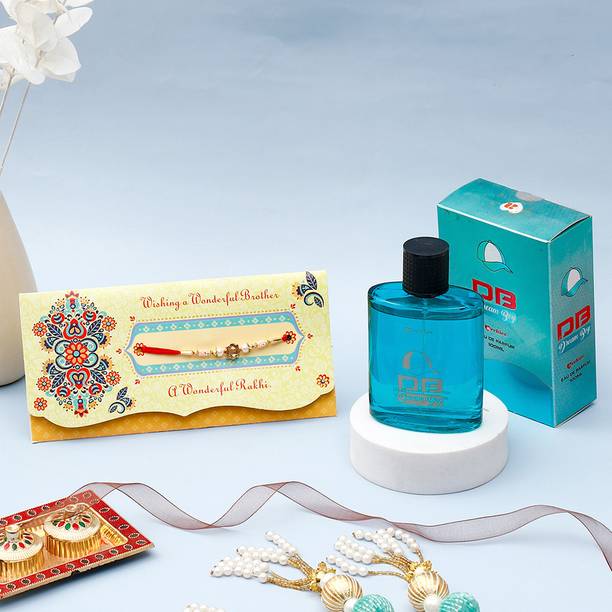 Thread Wishing A Wonderful Brother' Rakhi Mailer With Dream Boy Perfume Assorted Rakhi, Perfume Set by ARCHIES