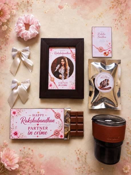 BLISSFULL BITES Designer RBTH7 Gold Finish, Mauli Thread, Pearl Rakhi, Chawal Roli Pack Set