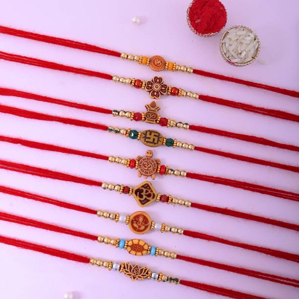 BE UNIQUE Designer RAKHI PACK 10A9 B Assorted Rakhi, Chawal Roli Pack  Set