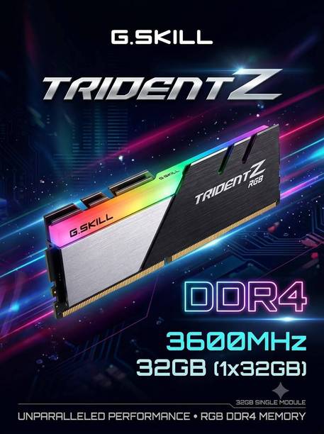 G skill Trident Z RGB 3600MHz DDR4 32 GB (Single Channel) PC Gaming Ram (1x32GB)