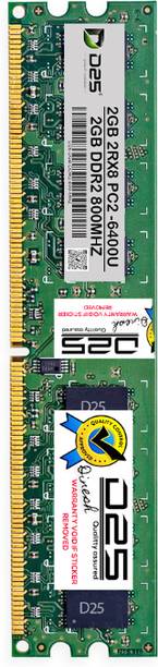 D25 2GB DDR2 Desktop RAM 800MHz Long DIMM Memory Module | PC2-6400 DDR2 SDRAM DDR2 2 GB (Dual Channel) PC DDR2 SDRAM (Dual Channel Compatible | 240-Pin Desktop Memory Upgrade | Non-ECC Unbuffered)