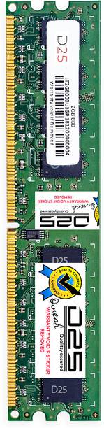 D25 2GB DDR2 Desktop RAM Long 800MHz DIMM Memory -Faster and Reliable Computer RAM DDR2 2 GB (Dual Channel) PC DRAM (Experience Faster and Reliable Computing with 10 Year Carry In Warranty)