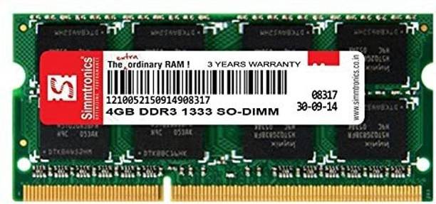 SIMMRTONICS DDR3 1333 4GB LAPTOP DDR3 4 GB (Single Channel) Laptop (DDR3 1333 4GB LAPTOP)