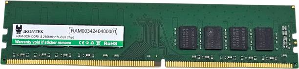IRONTEK DDR4/2666-PC4-21300 DDR4 8 GB (Single Channel) PC 8 GB (1 x 8) 2666 MHz DDR4 UDIMM (ITDDR4/8GB/2666MHZ)