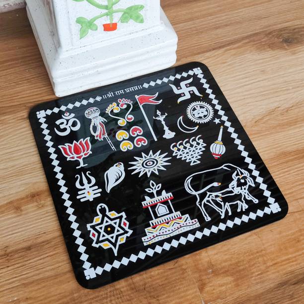 CHITRASHILA Sampurna Chaitrangan Rangoli Black Acrylic Printed (12*12 inch) Rangoli Stencil