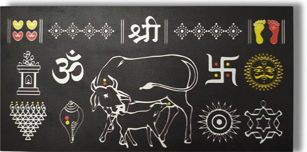 ME Art Ready Rangoli - Kamadhenu Gau Mata 12 X 6 inch (Black) Rangoli Stencil