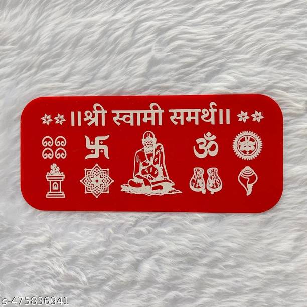 CHITRASHILA Shree Swami Samarth Red Acrylic Printed Rangoli (9*4 inches) Rangoli Stencil