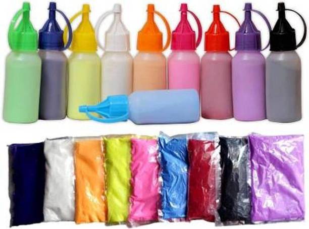 Upavista Eterprises Rangoli Tool kit: Pack of Rangoli Color Powder/Kolam Powder Bottles for Floor Rangoli Navratri Pongal Pooja Mandir Home Decor + Pack of Rangoli Powder (Multicolored 100gm x 10 Colours) Rangoli Stencil