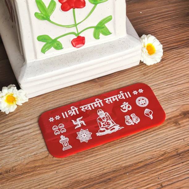 CHITRASHILA Shree Swami Samarth Red Acrylic Printed Rangoli (9*4 inches) Rangoli Stencil